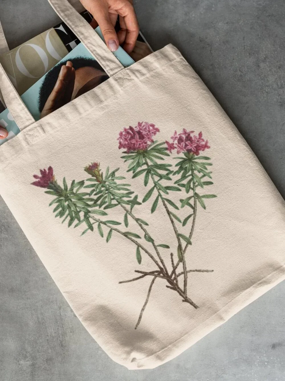 Garland Flower Vintage Floral Print Graphic Canvas Tote Bag